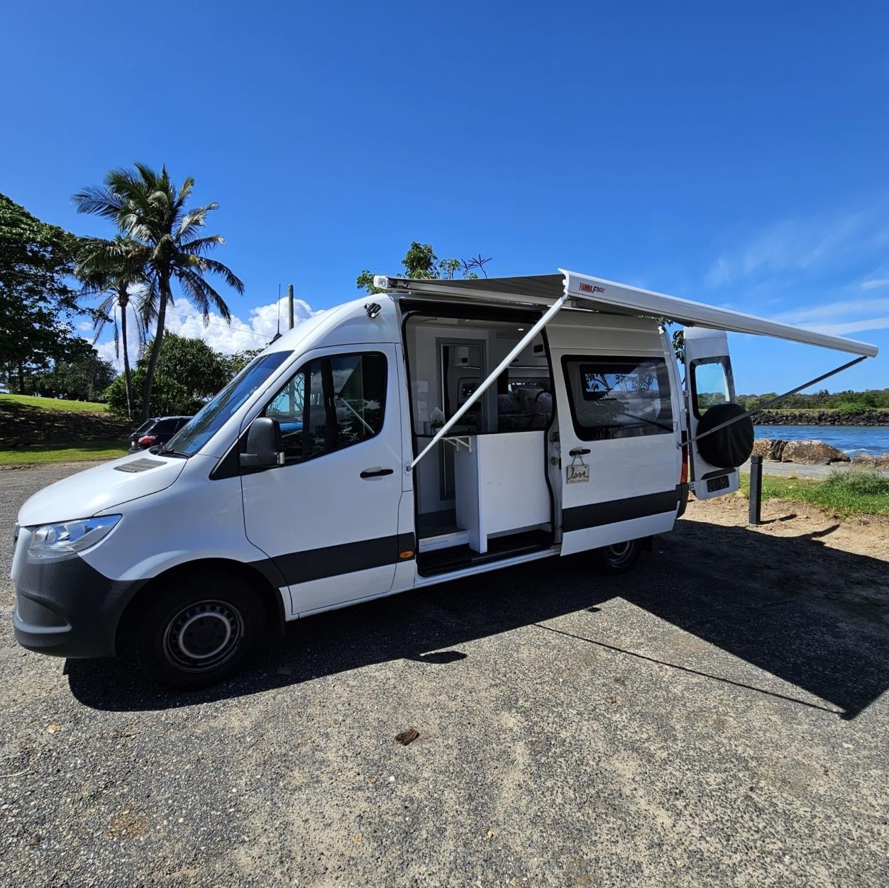Campervan awning setup